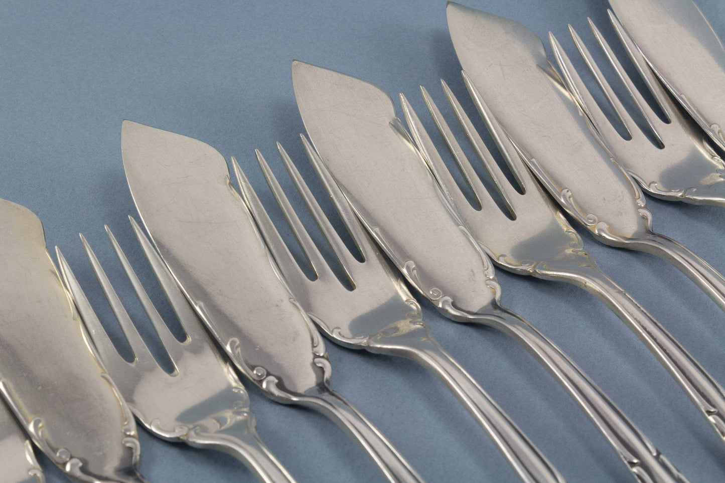 Fischbesteck, versilbert, Fischgabel, Fischmesser, 6 Personen - Löffelland