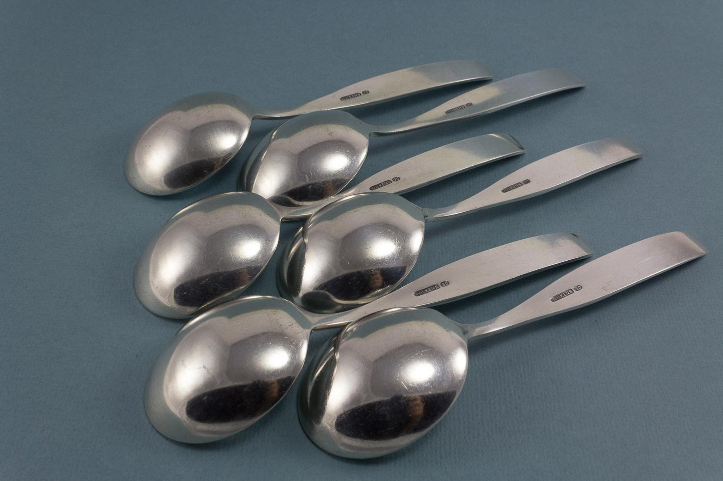 6 Tassenlöffel von Wilkens, Constanze, versilbertes Suppen-Besteck