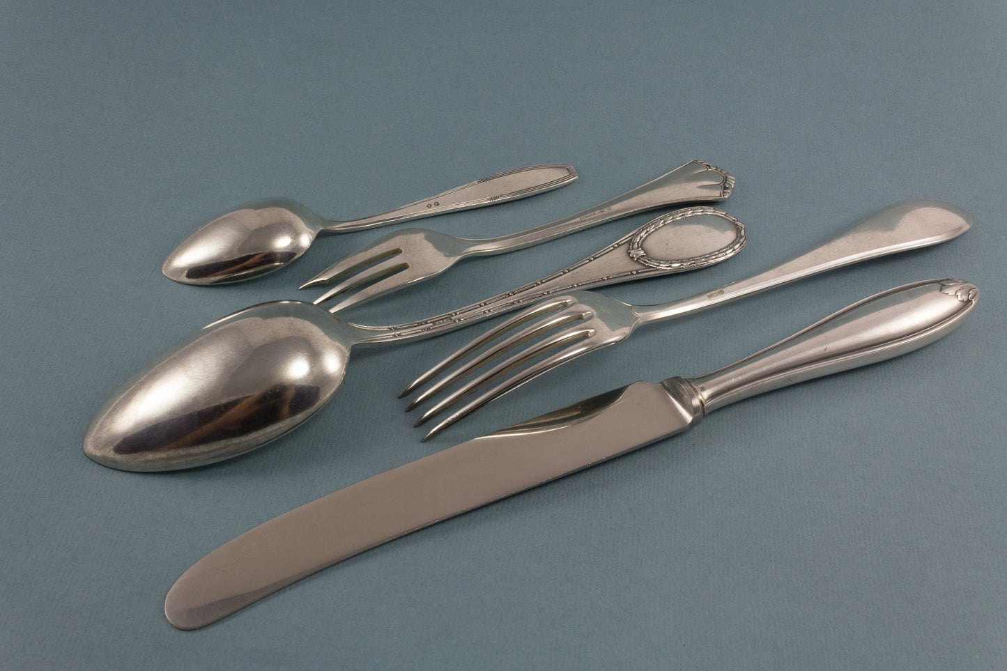 Besteck Set, versilbert, Messer, Gabel,Löffel, Teelöffel, Kuchengabel, Mix and Match, Tafelsilber, WMF, VSF, Bruckmann