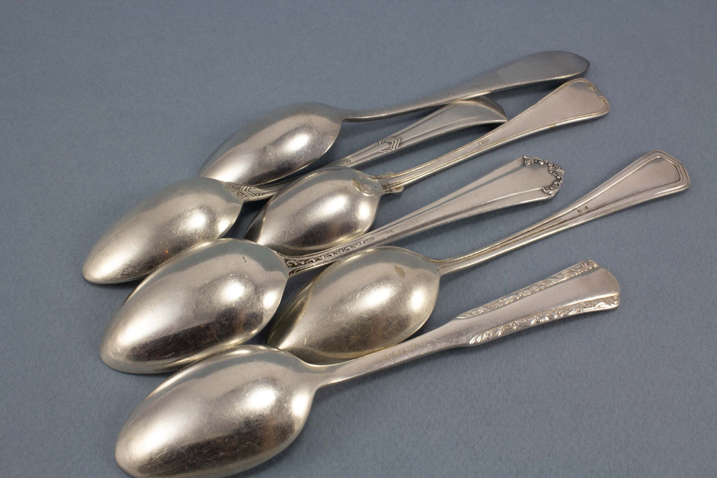 6 versilberte Teelöffel, Mix and Match