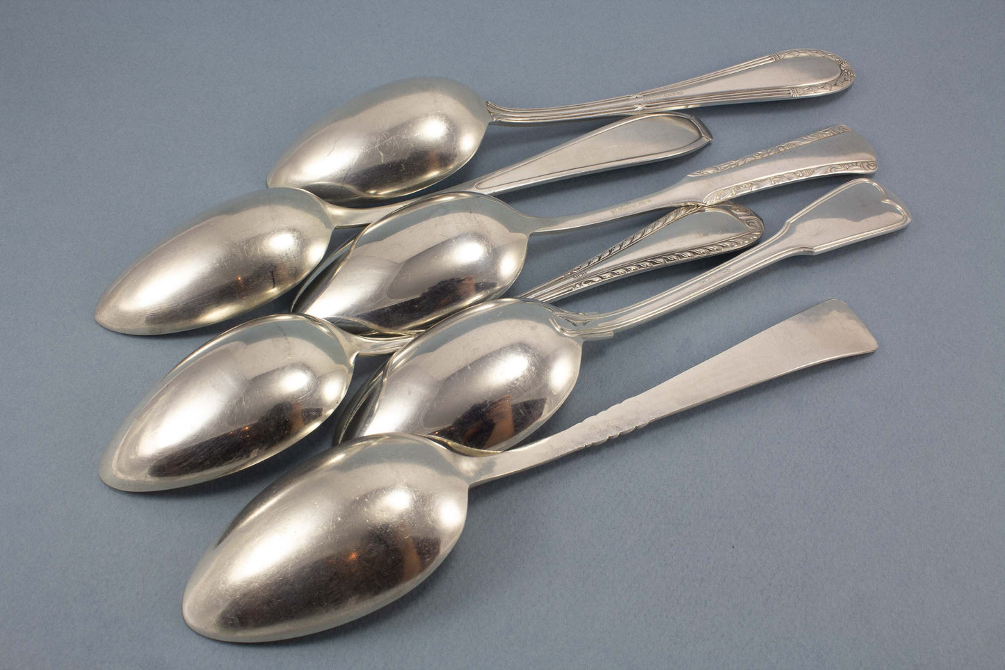 6 versilberte Löffel, Tafellöffel, Mix and Match Besteck Set