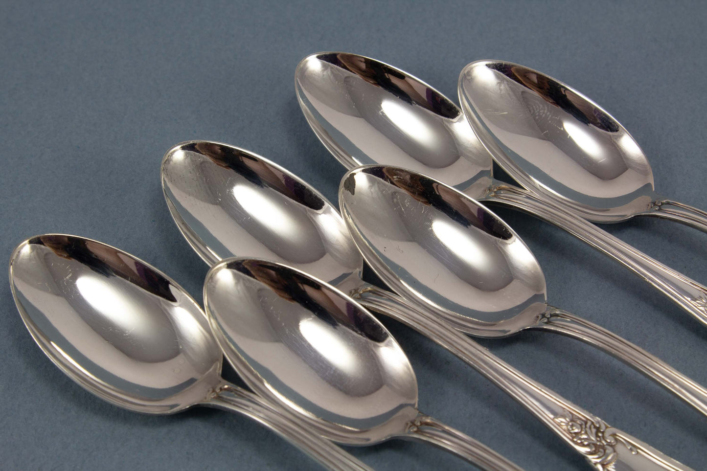 6 Mokkalöffel aus 800er Silber, Rokoko Muster, Silberbesteck aus Padova, Italien
