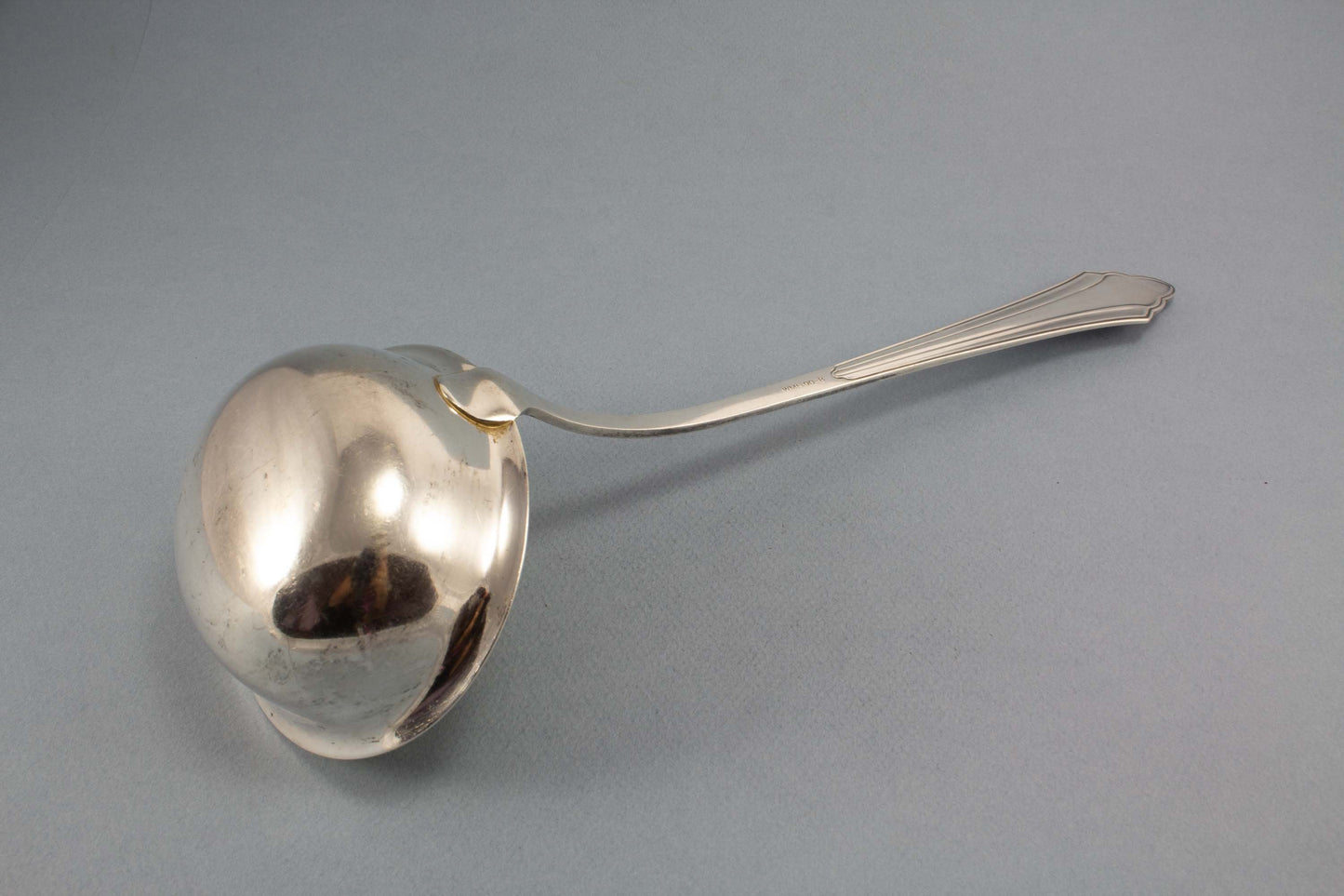 Versilberte Suppenkelle von WMF, Fächermuster, Fächer, WMF 900, 1920