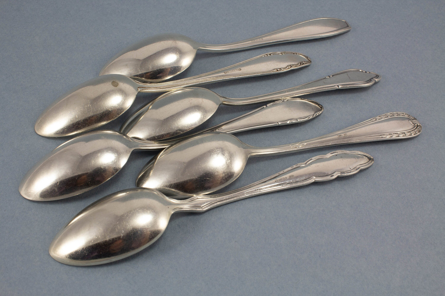 6 versilberte Teelöffel, Mix and Match