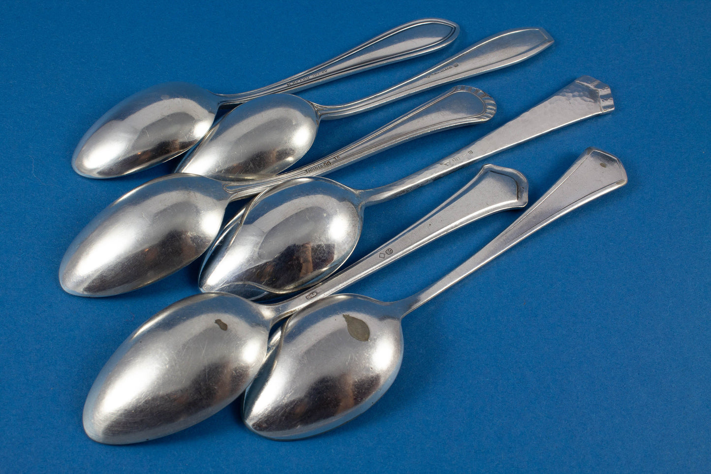 6 versilberte Teelöffel, Mix and Match