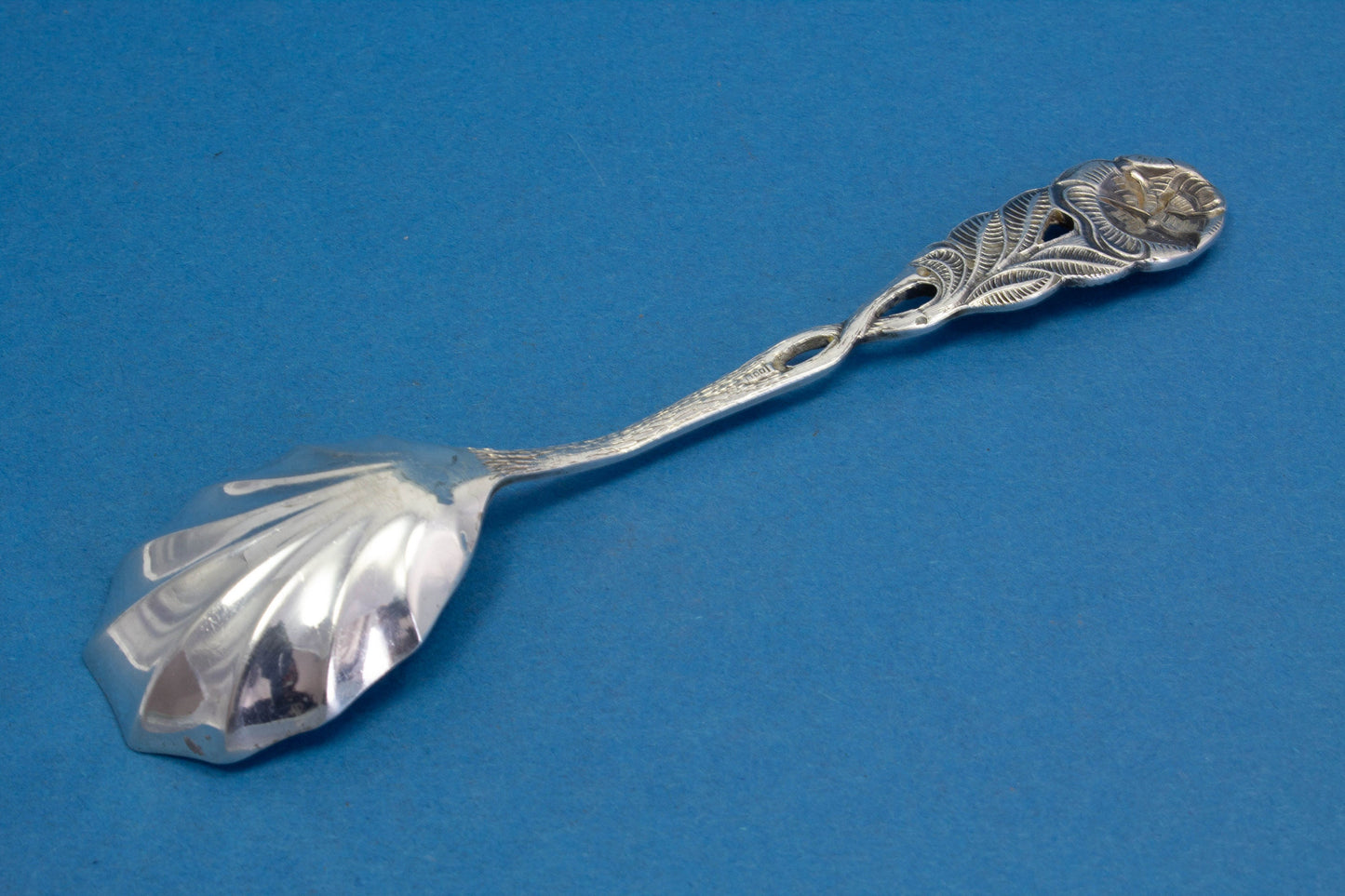 Zuckerlöffel, Hildesheimer Rose, versilbertes Besteck