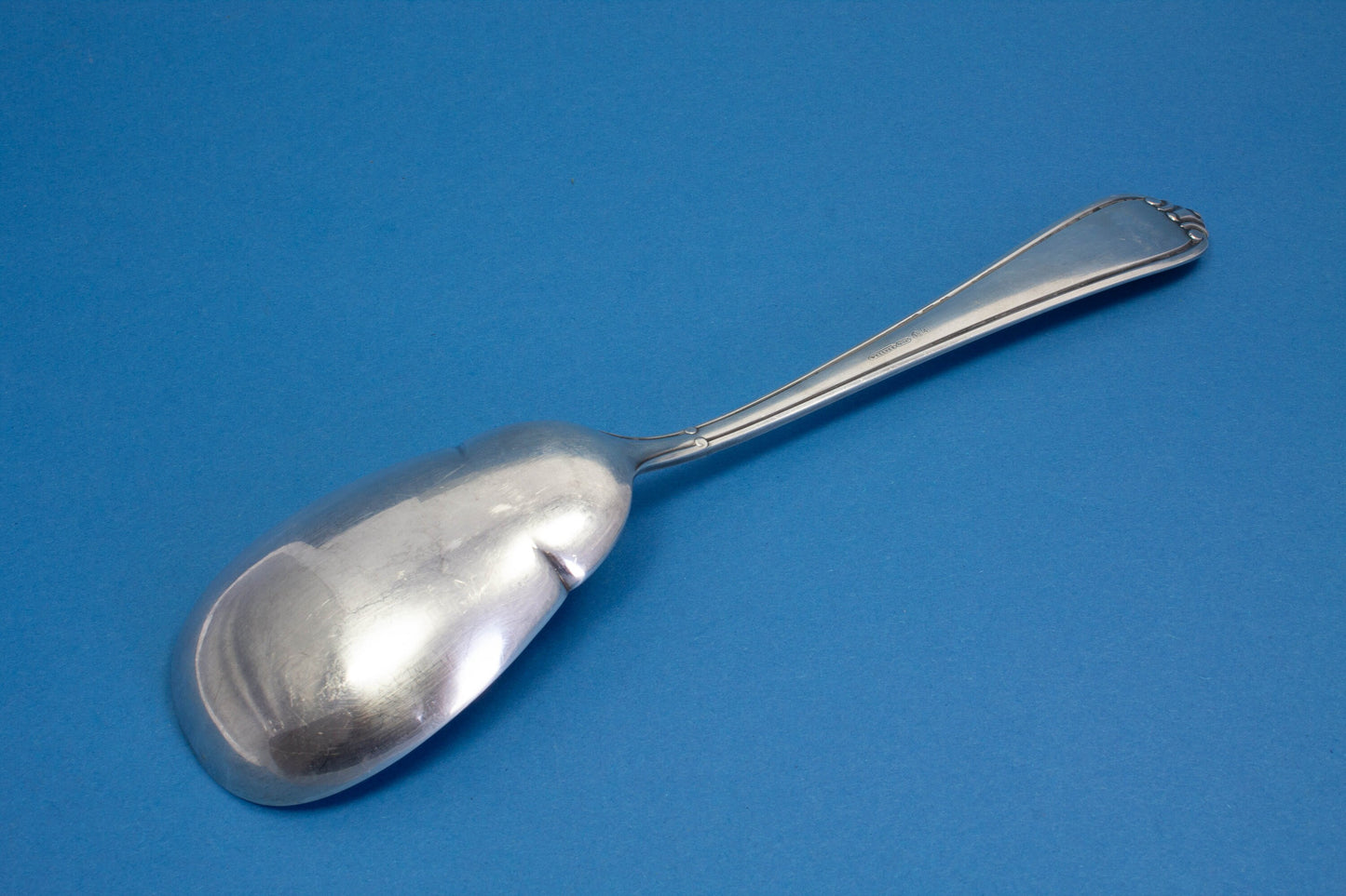 Großer Kartoffellöffel von Wellner, versilberter Servier-Löffel