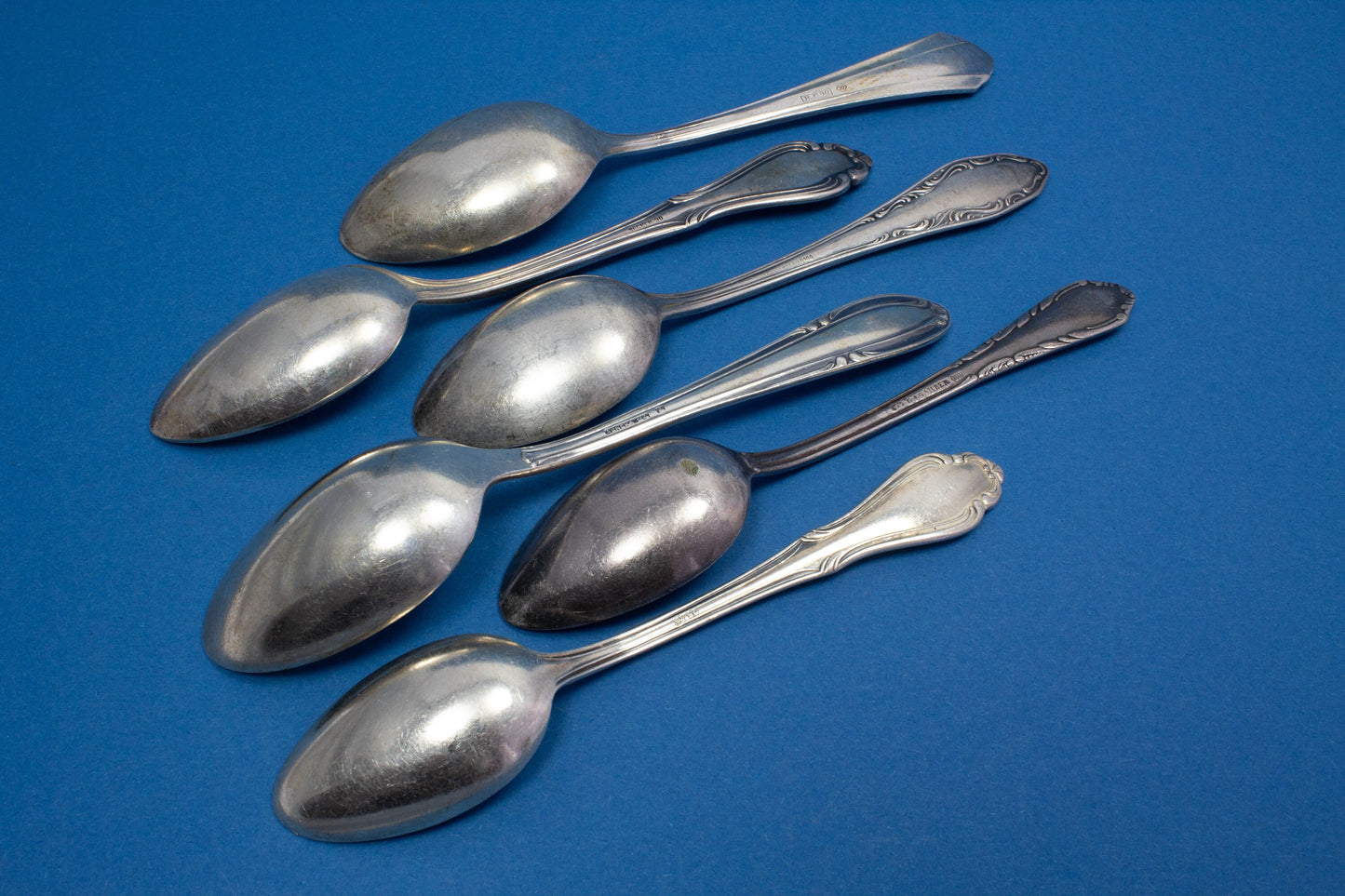 6 versilberte Mix and Match Teelöffel, Shabby Chic