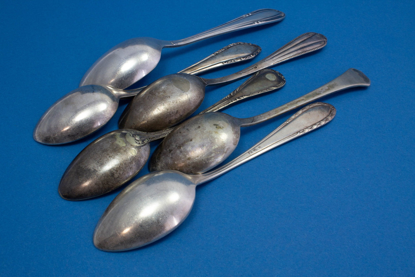 6 versilberte Mix and Match Teelöffel, Shabby Chic