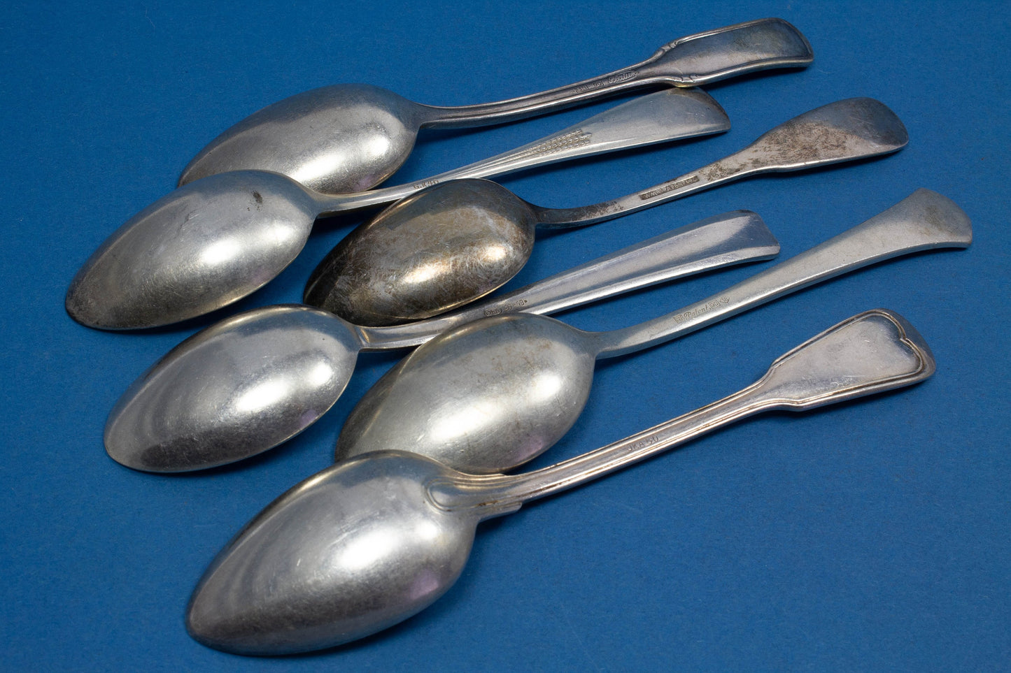 6 versilberte Mix and Match Teelöffel, Shabby Chic