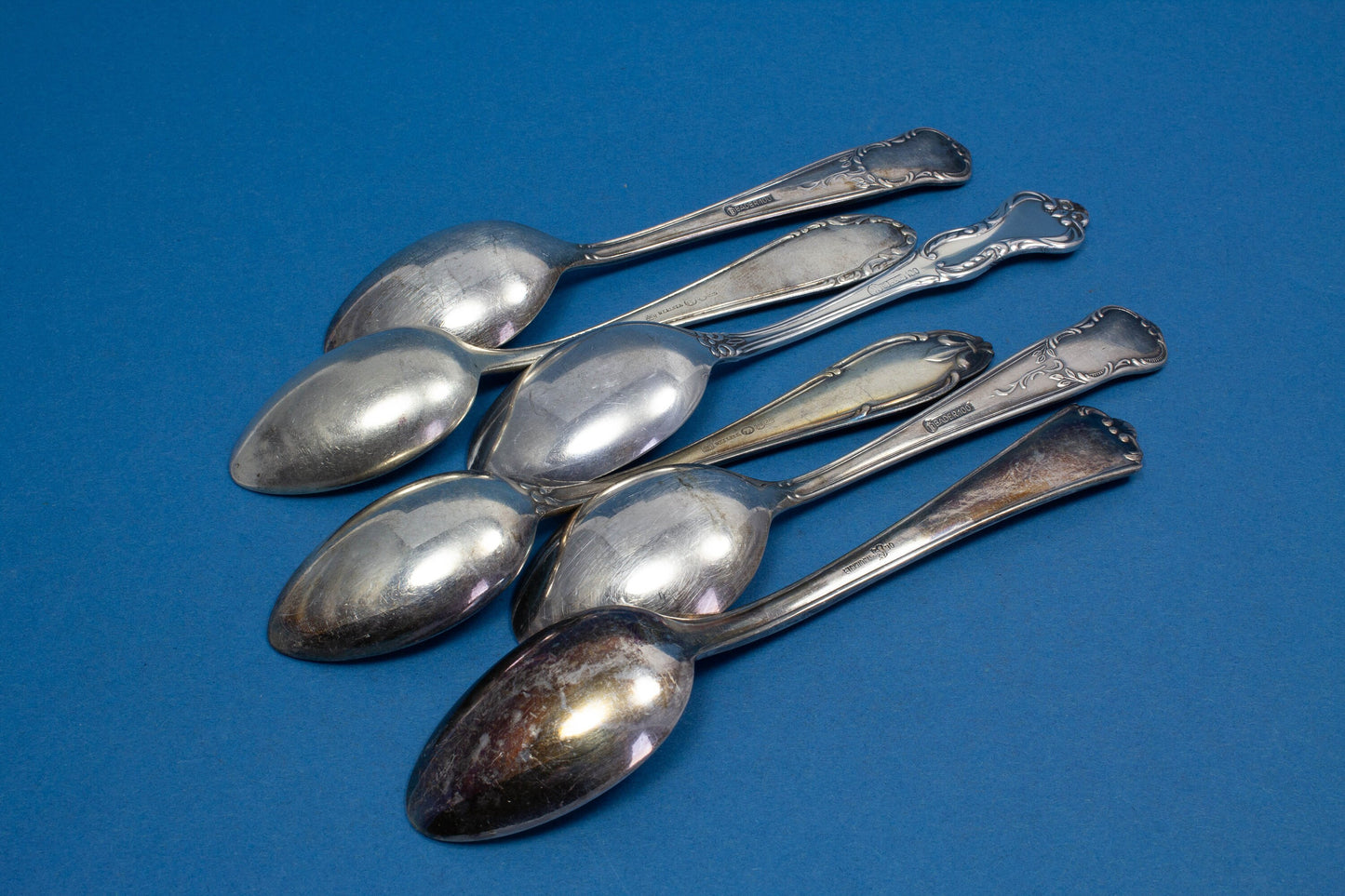 6 versilberte Mix and Match Teelöffel, Shabby Chic