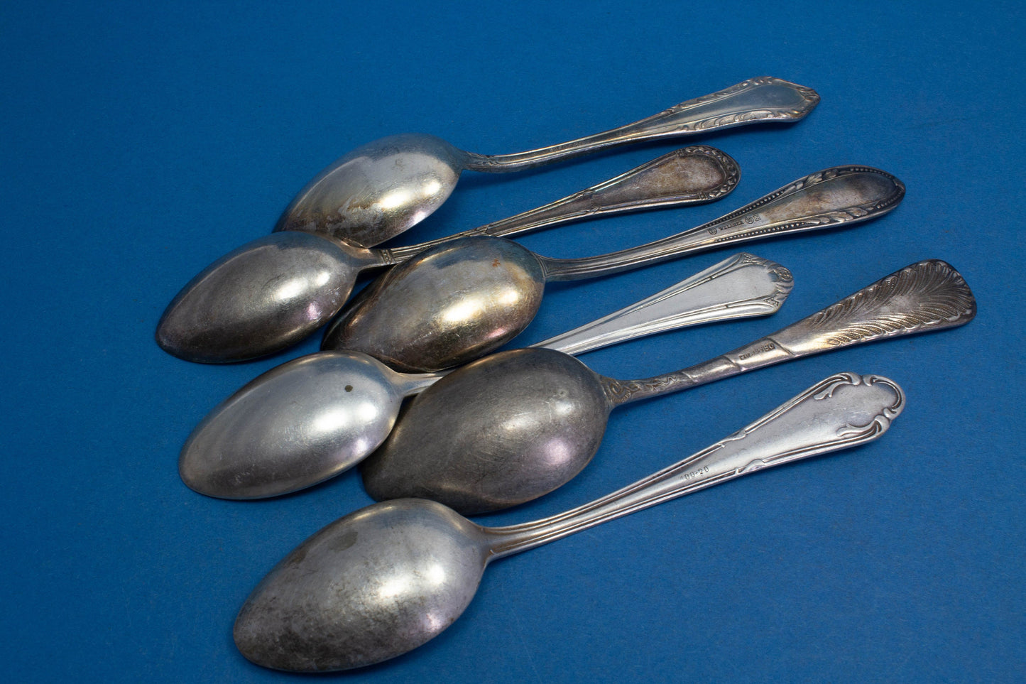 6 versilberte Mix and Match Teelöffel, Shabby Chic