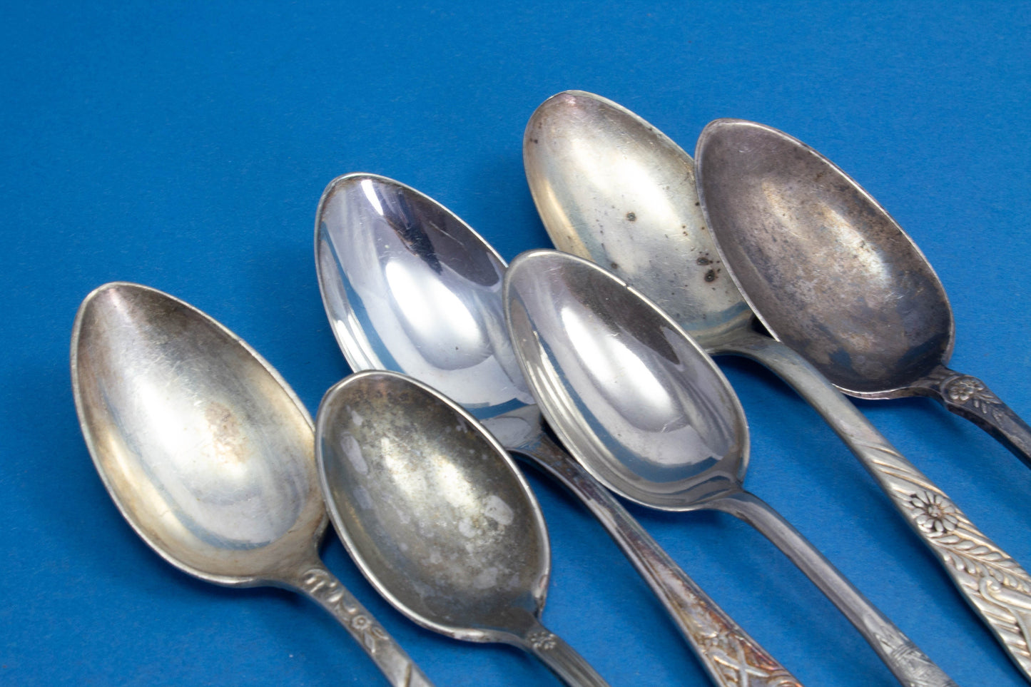 6 versilberte Mix and Match Teelöffel, Shabby Chic