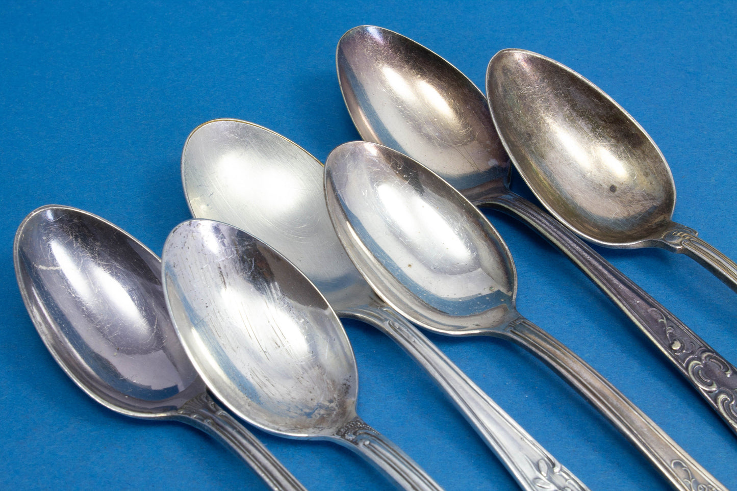 6 versilberte Mix and Match Teelöffel, Shabby Chic