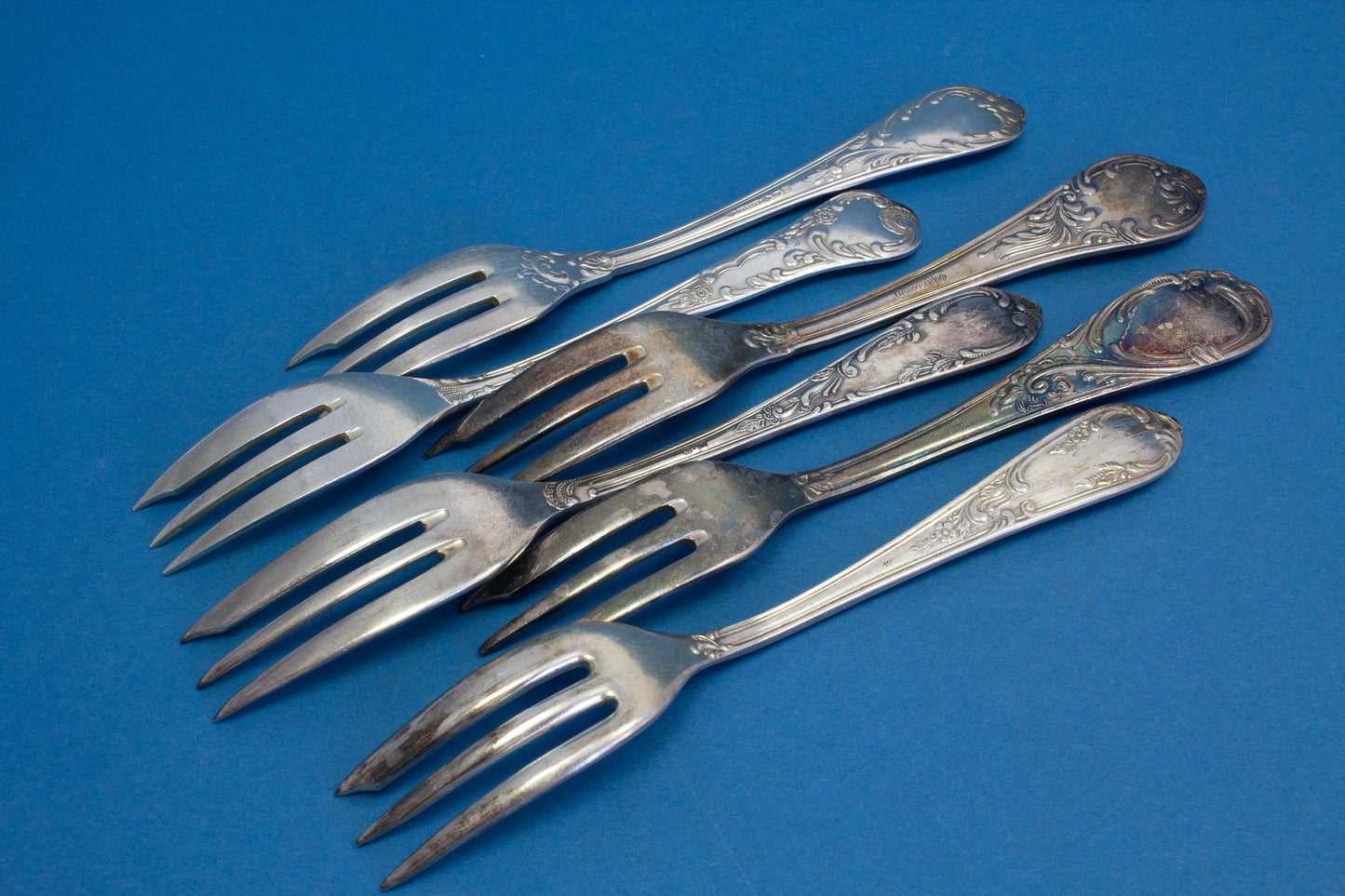 6 versilberte Mix and Match Kuchengabeln, Shabby Chic, Mismatched Gabeln