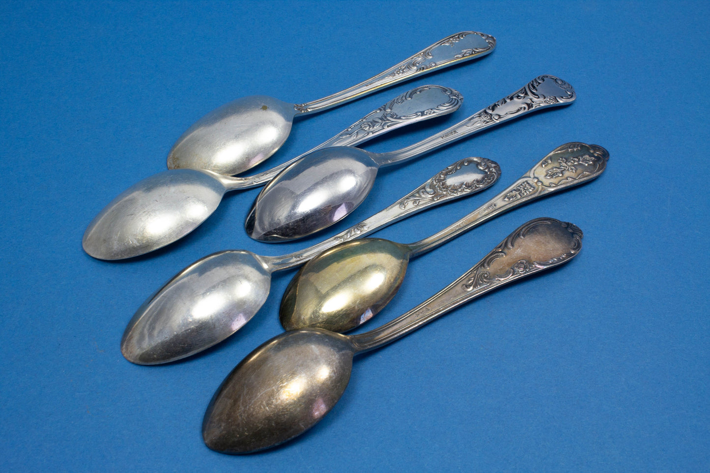 6 versilberte Mix and Match Teelöffel, Shabby Chic