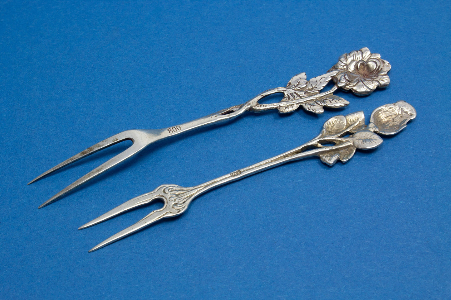 2 Cocktailgabeln aus Silber, Hildesheimer Rose