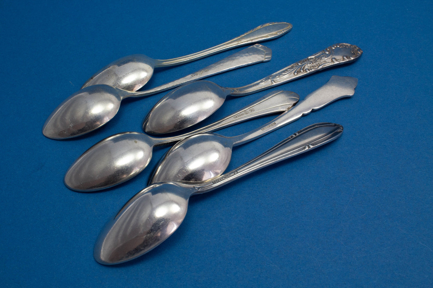 6 versilberte Mix and Match Mokkalöffel, Shabby Chic