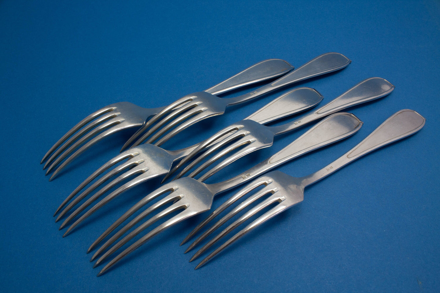 6 Tafelgabeln von WMF Faden, versilberte Gabeln