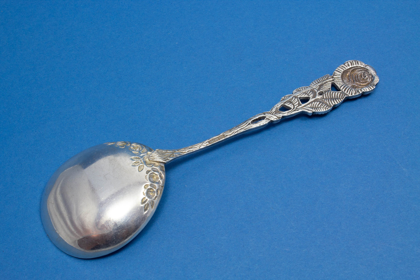 Sahnelöffel, versilberter Löffel, Hildesheimer Rose