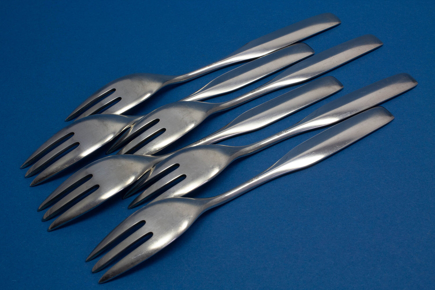 6 schöne Kuchengabeln von WMF, WMF 3600 nach Wilhelm Wagenfeld