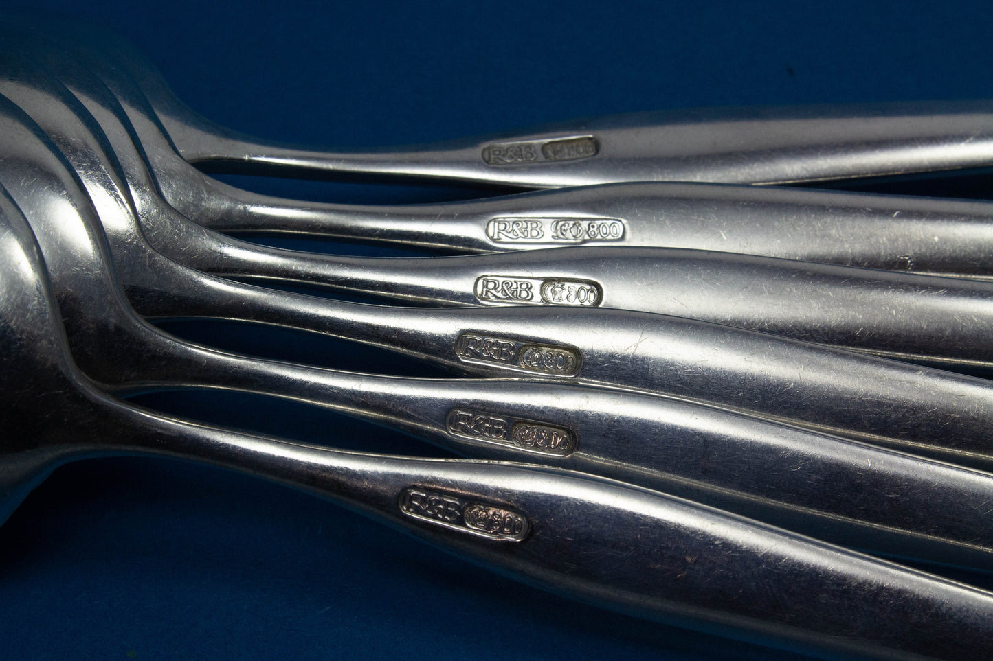 6 silberne Tassenlöffel, Suppentassenlöffel, Robbe und Berking