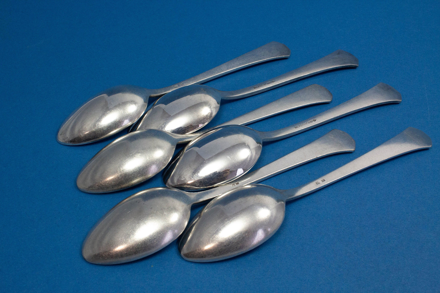 6 versilberte Teelöffel, WMF 600 Art Deco