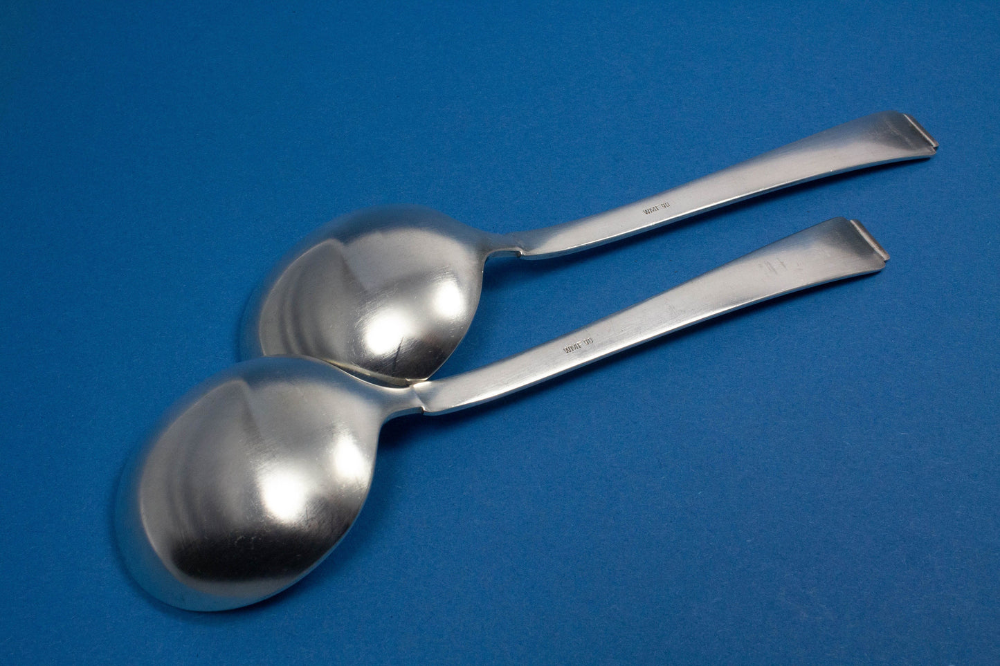 2 versilberte Tassenlöffel, Suppentassenlöffel, WMF 2500