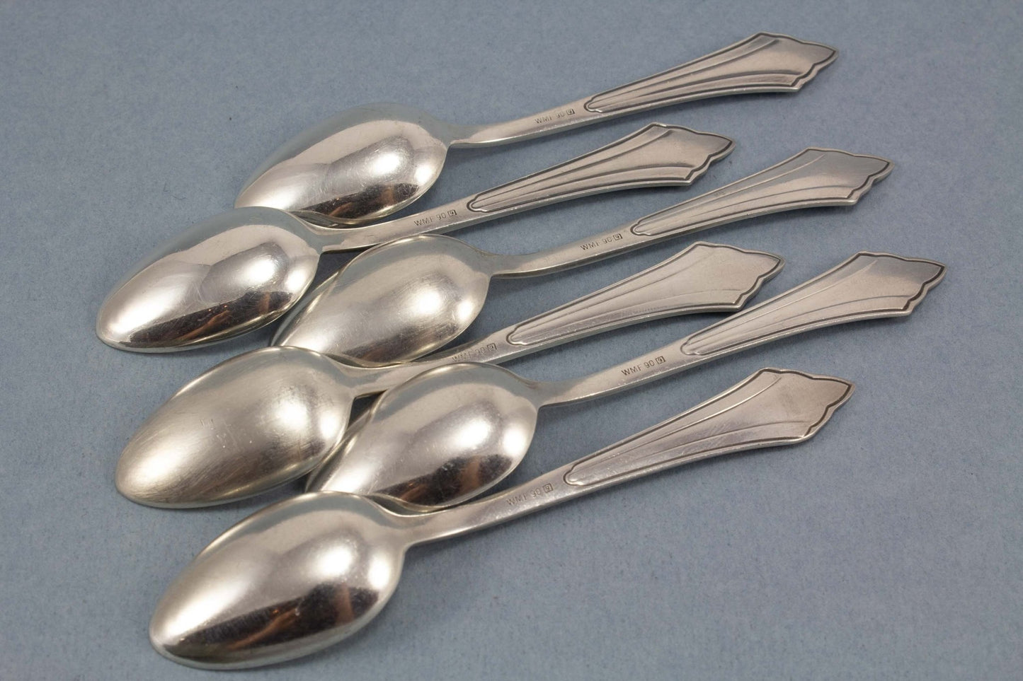 Mokkalöffel, WMF 900 Fächer, Jugendstil- Löffel, versilberte Löffel - Löffelland