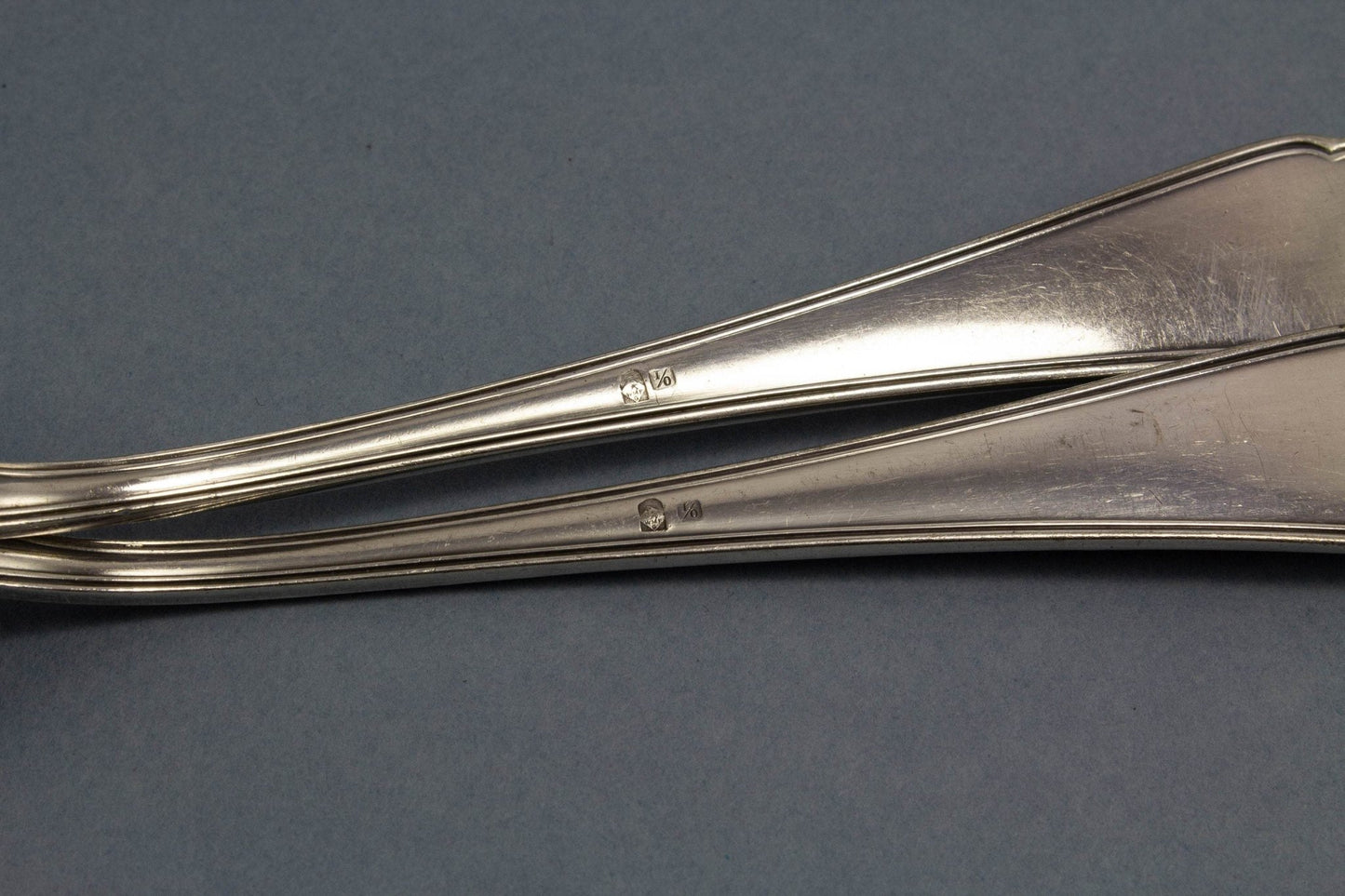 Salatbesteck, WMF Kreuzband, versilbert, Salatlöffel, Salatgabel - Löffelland