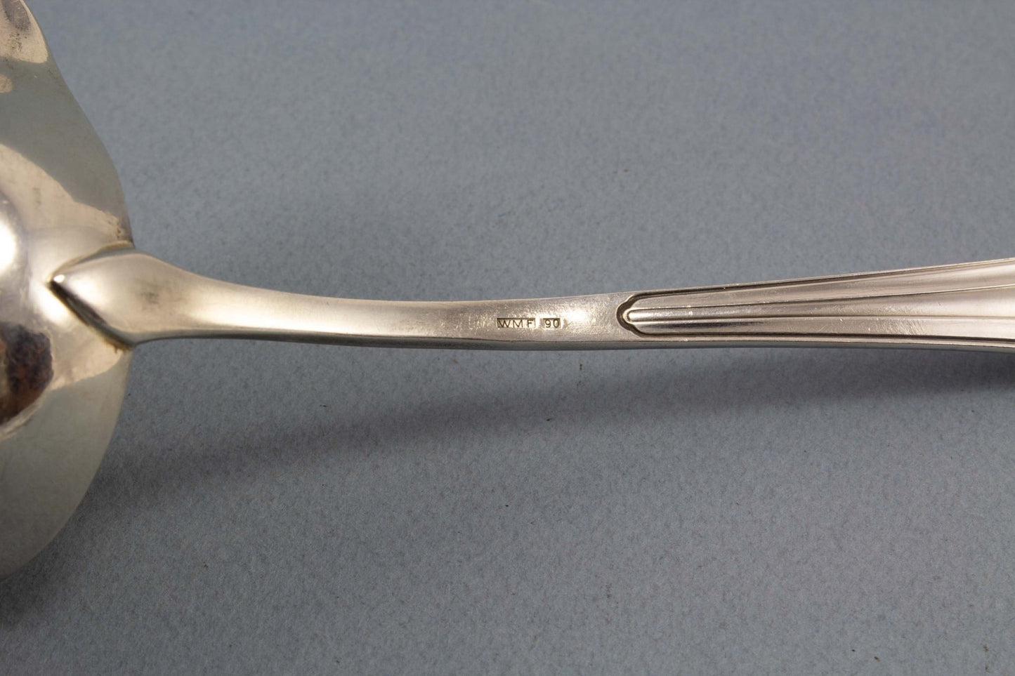 Schöne Saucenkelle von WMF im Fächer Muster, WMF 900, Kelle, versilbertes Besteck, versilberte Kelle - Löffelland