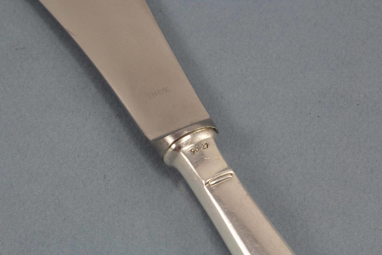 Versilbertes Art Deco Tortenmesser, Vintage Messer für die Hochzeitstorte, Pyramidenmuster - Löffelland