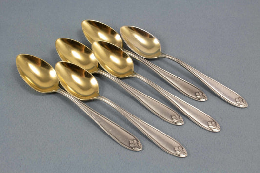 6 Mokkalöffel, WMF, versilbert, Vintage, Löffel - Löffelland