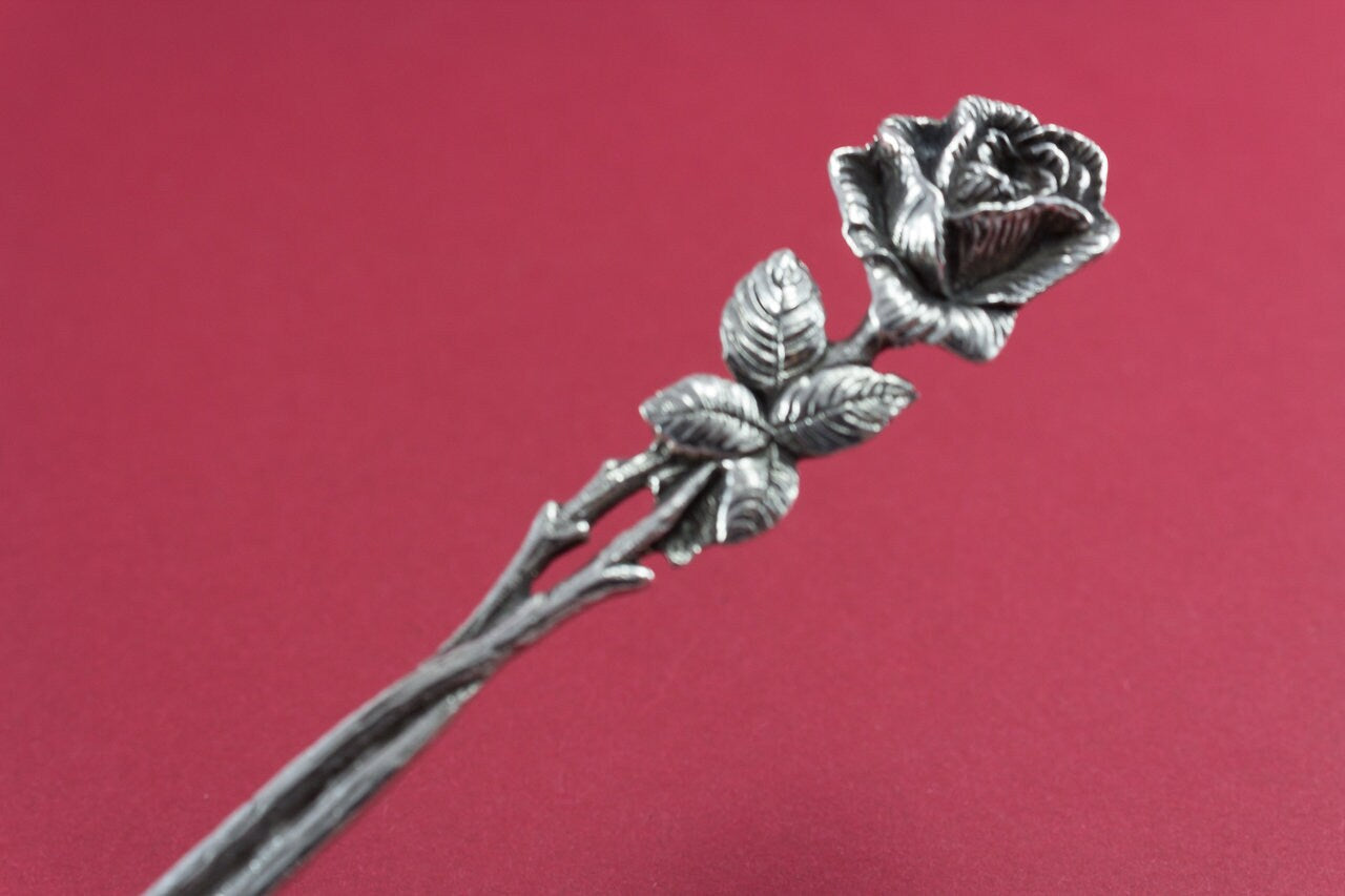 Zuckerlöffel aus 835er Silber, Hildesheimer Rose