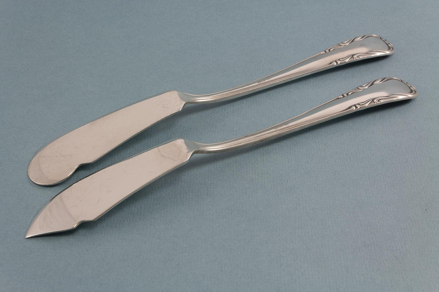 Cheese knife and butter knife, silver plated knives