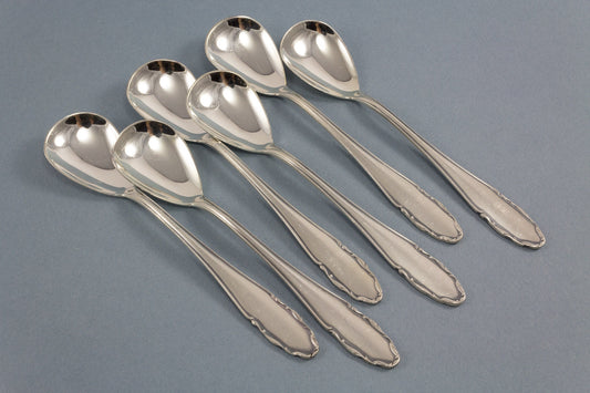6 Eislöffel in Box, WMF, versilbert,  Löffel für Eis, versilbertes Besteck, WMF 2200, Vintage