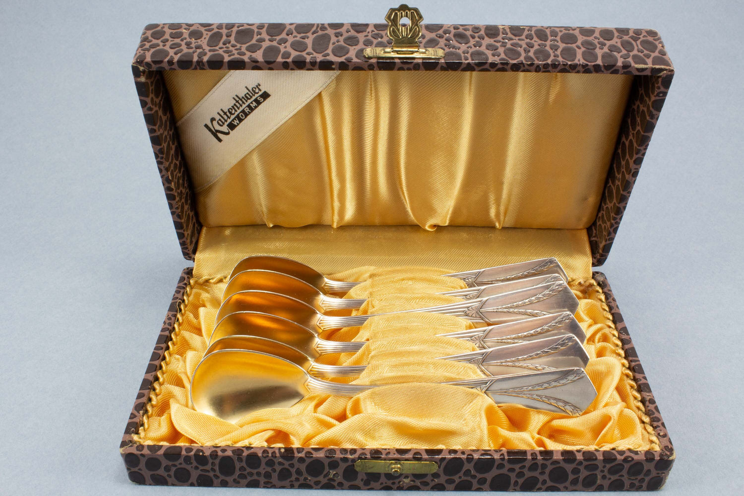 6 antike Eislöffel in schöner Box, WMF Empire, versilbert,  Löffel für Eis, versilbertes Besteck, WMF 26, Vintage, 1900