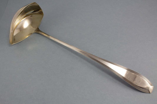 Versilberte Punschkelle von WMF, Jugendstil, große Suppenkelle, WMF 300, Albin Müller 1909