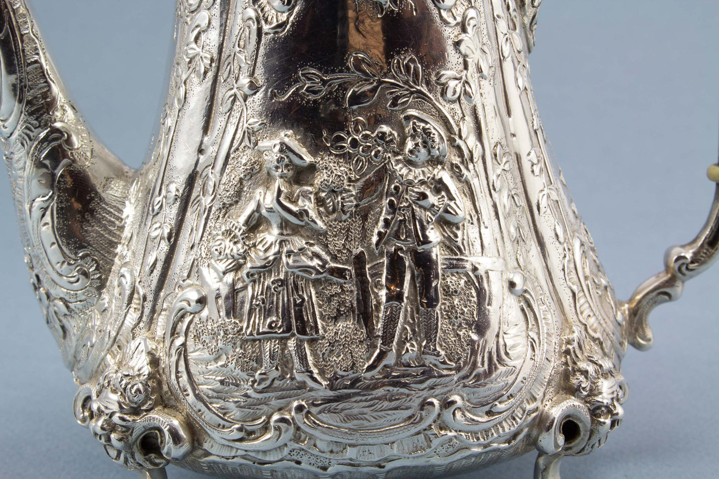Seltene Mokkakanne aus 800er Silber, Wilhelm Weinranck Hanau, 1900