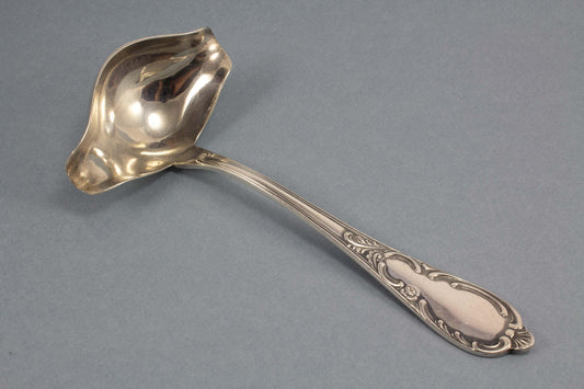 Saucenkelle, versilbert, Rokoko, Muster, Kelle, versilberte Kelle