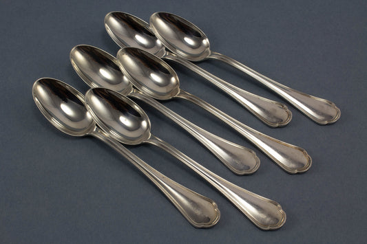 6 mocha spoons made of 800 silver, silver cutlery