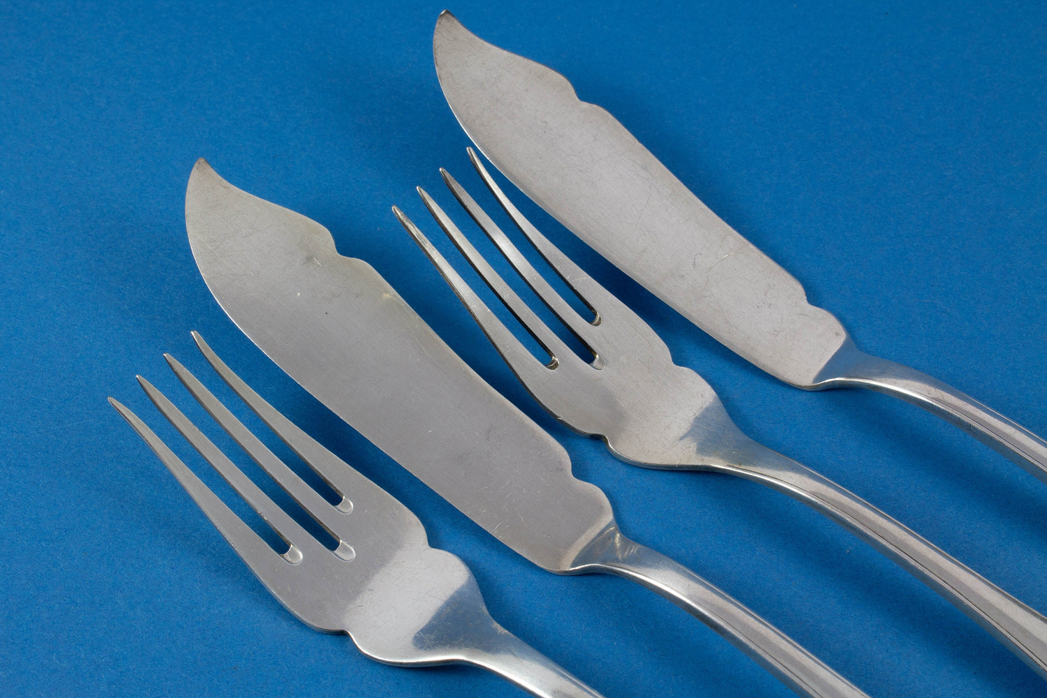 Fish cutlery for 2 people, candle light dinner, 2 fish forks, 2 fish knives