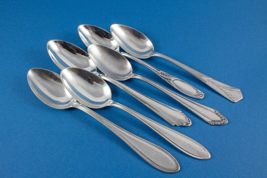 6 versilberte Teelöffel, Mix and Match , Mismatched, Shabby Chic, Löffel, Foto Requisiten, Schmuckdesign, Tee Party