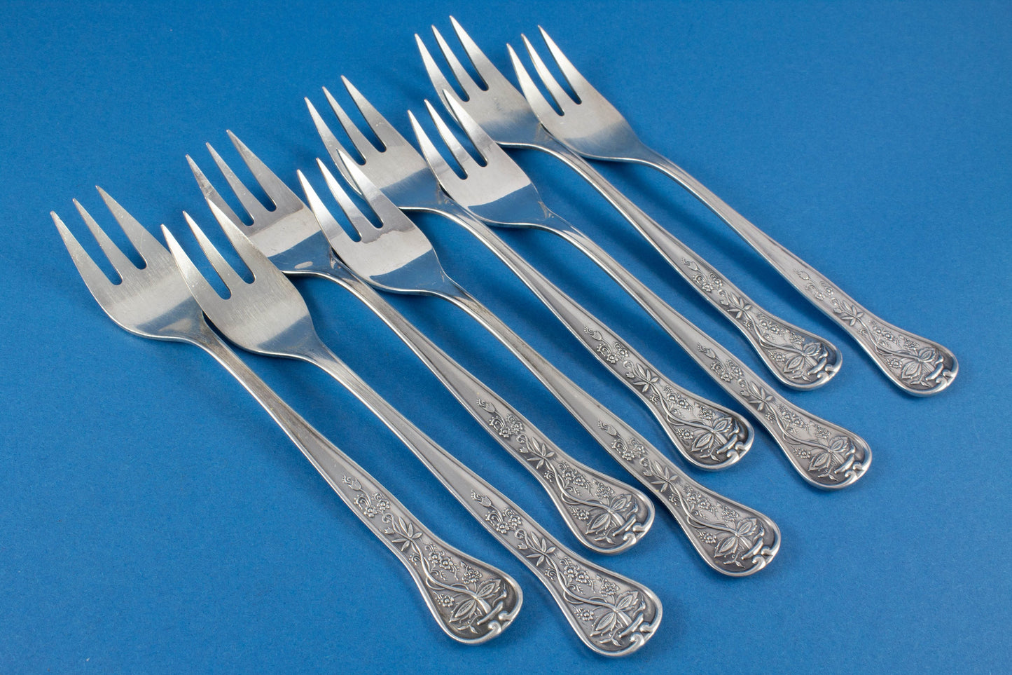 8 beautiful cake forks in Art Nouveau style, Hutschenreuther