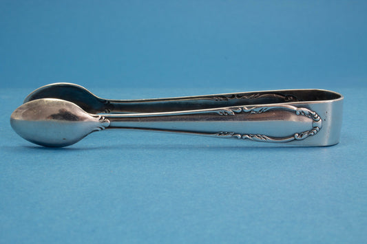 Versilberte Zuckerzange im Jugendstil , Zange für Zucker