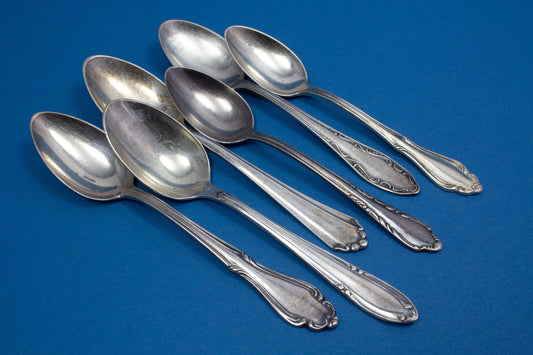 6 versilberte Mix and Match Teelöffel, Shabby Chic