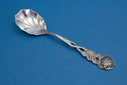 Zuckerlöffel, Hildesheimer Rose, versilbertes Besteck