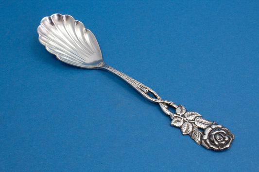 Zuckerlöffel, Hildesheimer Rose, versilbertes Besteck