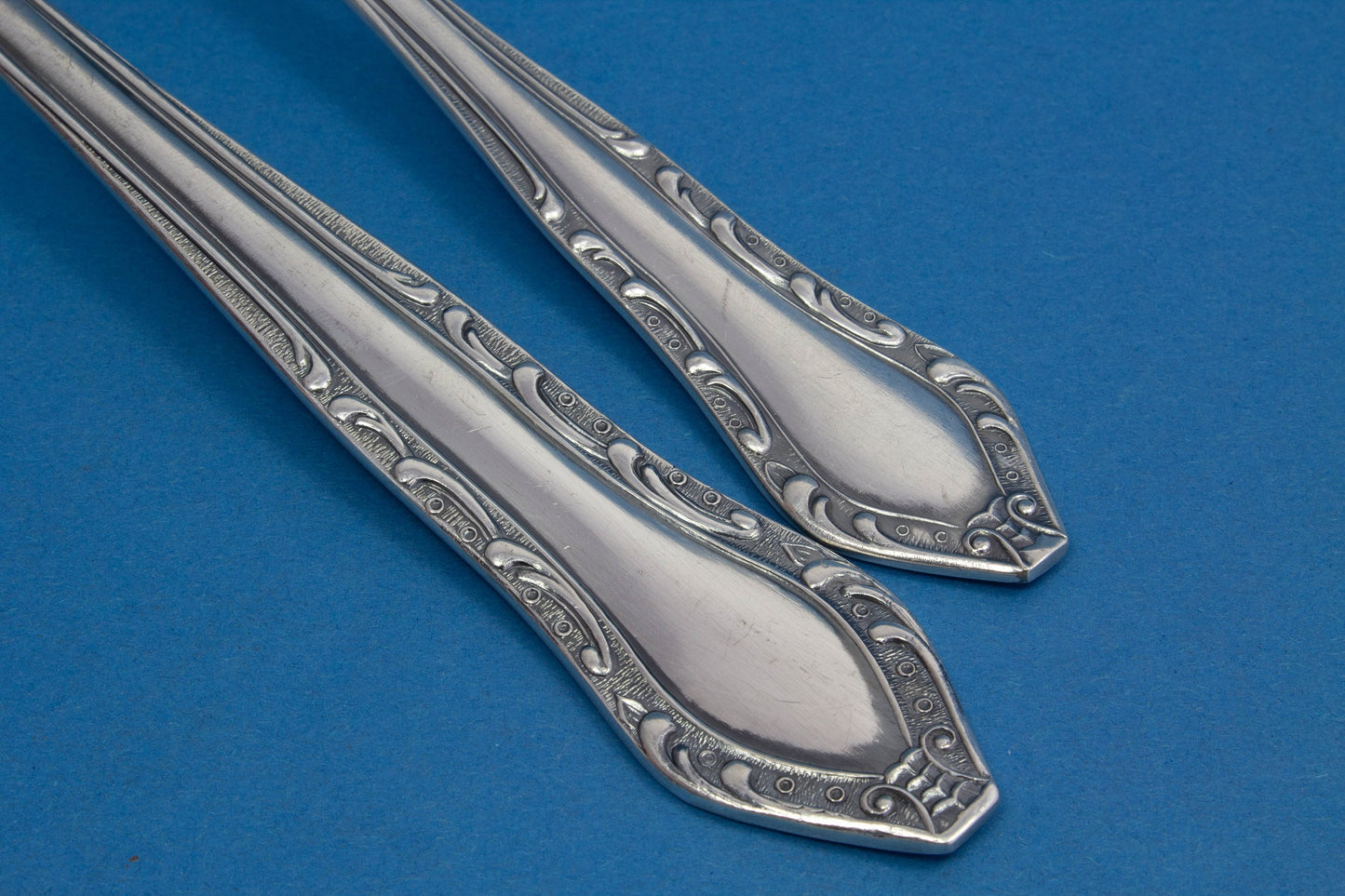 Large vegetable spoon with matching potato spoon, Rococo, silver-plated serving spoon
