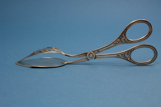 Edle versilberte Gebäckzange im Jugendstil